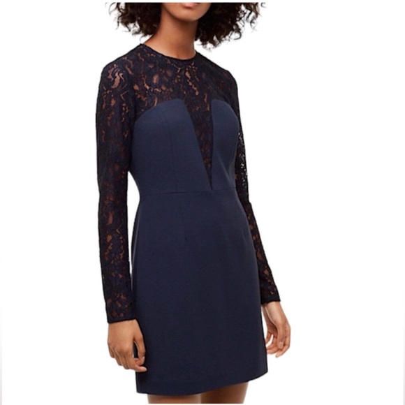 BABATON Aritzia “Masaki” Navy Long Sleeve Lace Bustier Dress size 4 - Picture 1 of 11